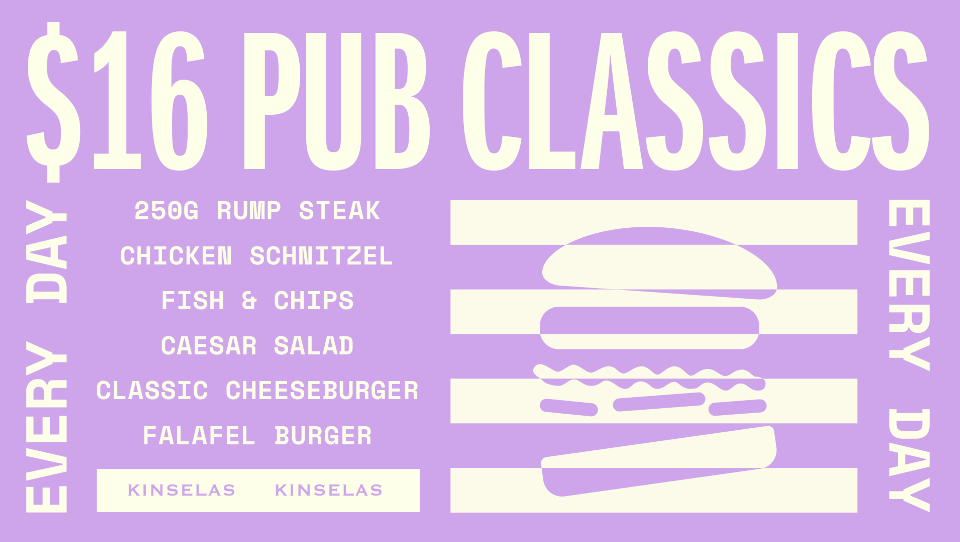 $16 Pub Classics New Menu at Kinselas!